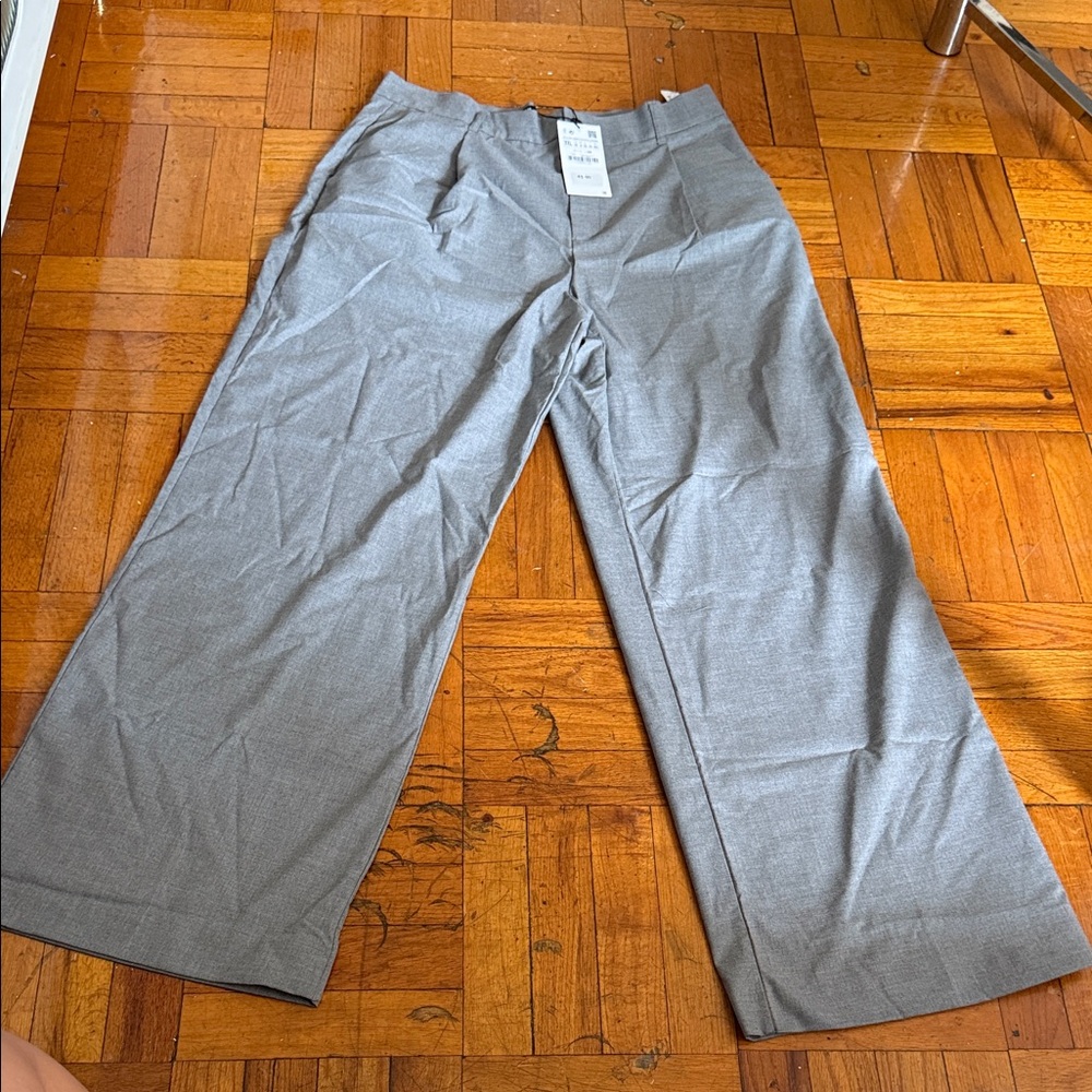 Zara Light Gray Wide-Leg Pants